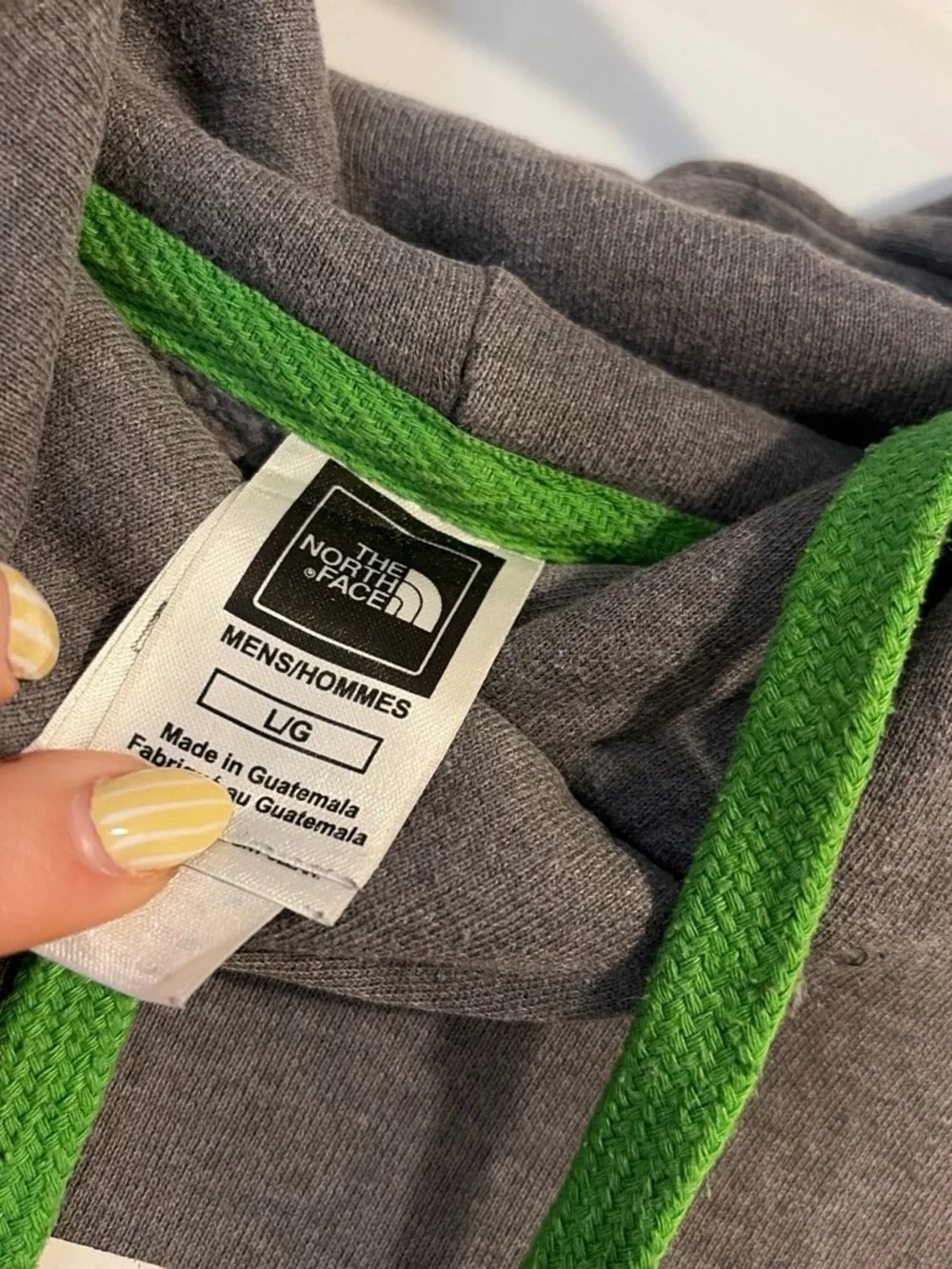 The North Face Gray Pullover Hoodie with Bright Green Logo